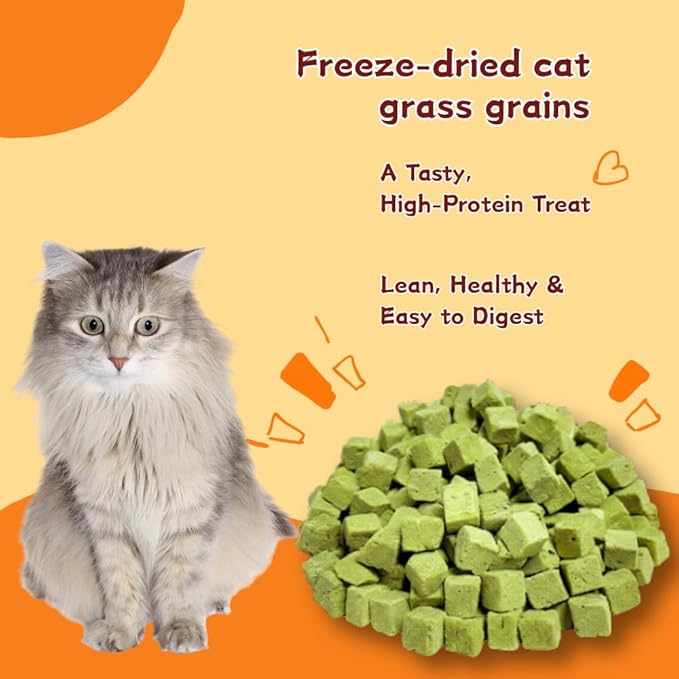 Natural Cat Treats with Real Chicken & Cat Grass, A High-Fiber Snack for Hairball Relief & Gut Health, Soft & Chewy Cubes,10.58 Ounce