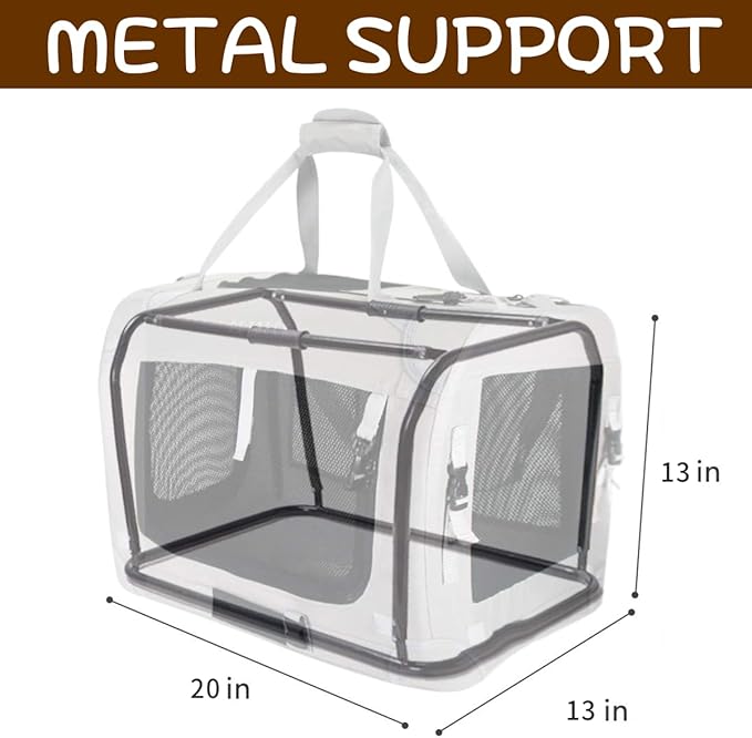 Large Cat Carrier, Portable Soft Sided Road Car Carrier, for Small Dog or Big Cats, 20"x13"x13" Outside Folding Comfortable Design, Black