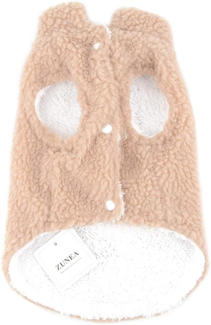 Zunea Small Dog Jacket Coat Fleece Puppy Girls Boys Winter Clothes Soft Warm Vest Pet Cold Weather Sweater Chihuahua Doggie Cats Jumper Apparel Brown XL