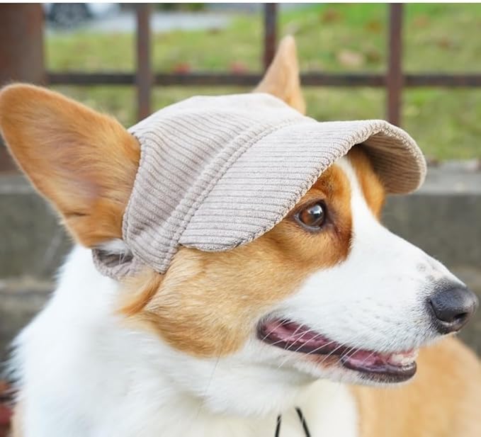 Selena Baseball Cap for Dog Cat with Ear Holes Adjustable Hat Cute Puppy Kitten Pet Outdoor Sun Protection Sport Costume Apparel (Large,Brown)