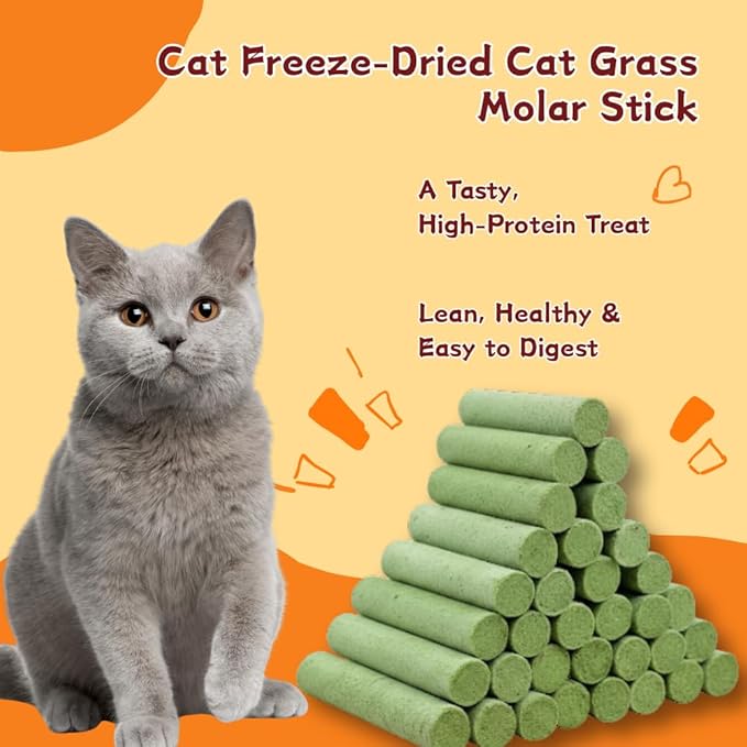 Chicken & Cat Grass Sticks for Cats, Natural Hairball Control Treats to Support Healthy Digestion, A Soft & Chewy Grain-Free Snack with Real Chicken,60 Count