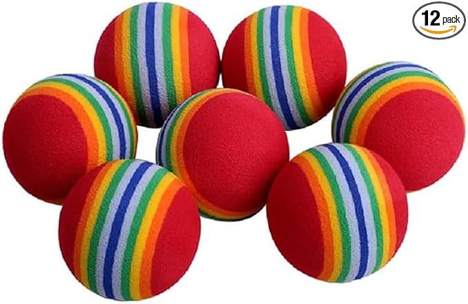Bepets 12PCS Foam Balls for Cats, Colorful Rainbow Cat Toy Sponge Balls Soft Pet Toy