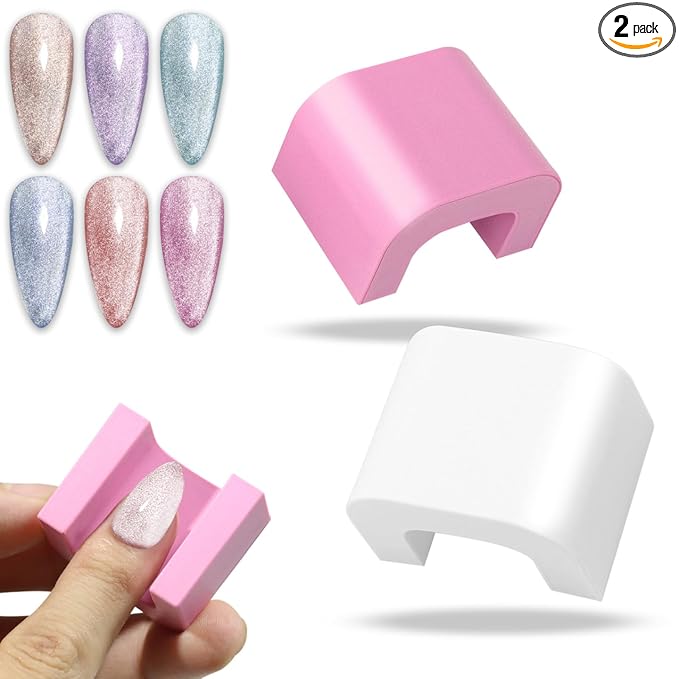Cat Eye Magnet for Nails,2PCS Professional Nail Magnet Tool for Cat Eye Gel Nail Polish,Suitable for Personal DIY, Nail Studio or Nail(WhitePink)