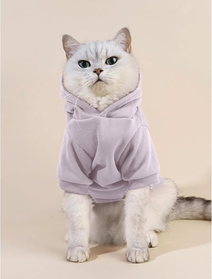 Cat Hoodies for Cats Puppy Pet Clothes Cat Apparel Little Miss Attitude Print Dog Hoodie for Small Medium Dogs Outfits for Kittens(Purple,XL)