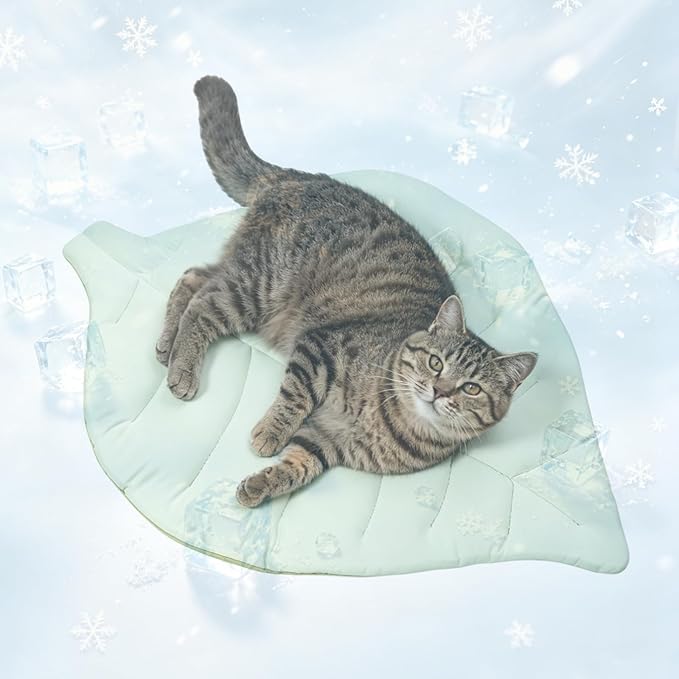 Cat Cooling Mat Cat Leaf Bed Mat Comfortable Soft Fabric Breathable Cozy for All Seasons 26.5"x20.5" Ideal for Cats Small Pets