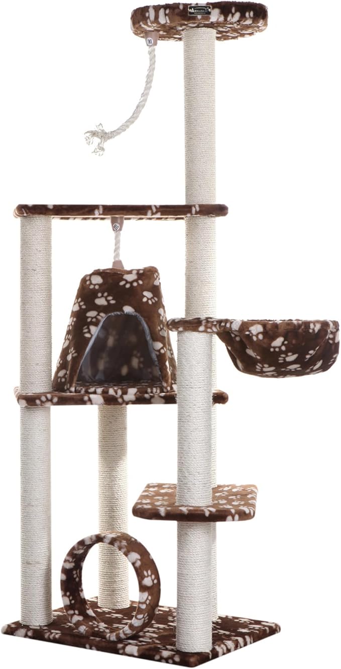 Armarkat Cat Tree Model A6601, Saddle Brwon W/White Paw Print