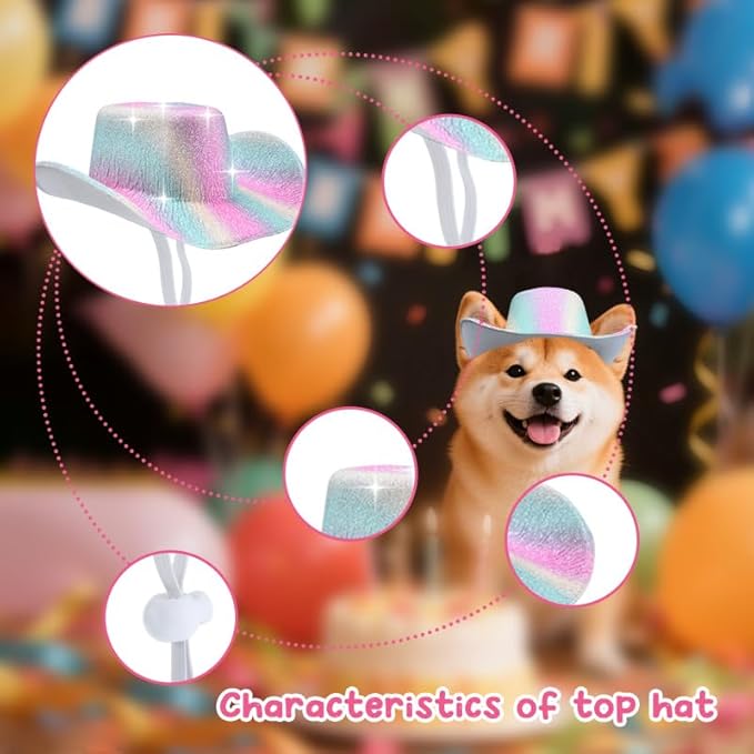 Colorful Pet Cowgirl Hat for Dog Cat Cowgirl Hat Costume for Dogs Cats Cowboy Accessories for Girls Boys Colorful Hats for Cowboy Cowgirl Hair Accessories for Kids Daughter Son Grandkids