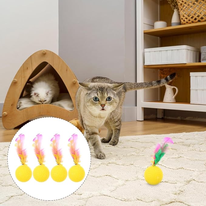 Ipetboom 24 Pack Cat Golf Balls for Indoor Kitten Toys, Interactive Cat Pom Pom Ball Toys for Exercise Chase Pounce Entertainment, Random Color