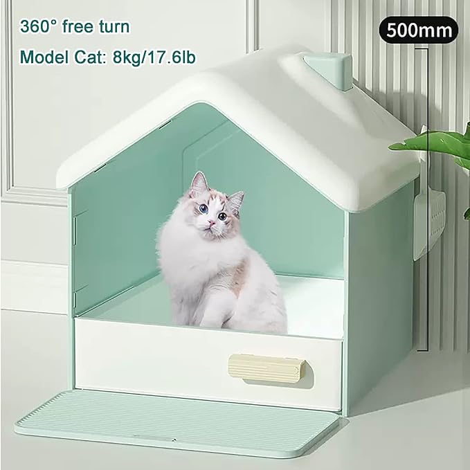 Cat Litter Box,Fully Enclosed Litter Box Holds Odors,Prevents Urine and Litter Leakage,Assembly Free,Easy to Clean Stylish Litter Box Furniture with Pull-Out Litter Tray and Litter Scoop ( Color : Pin