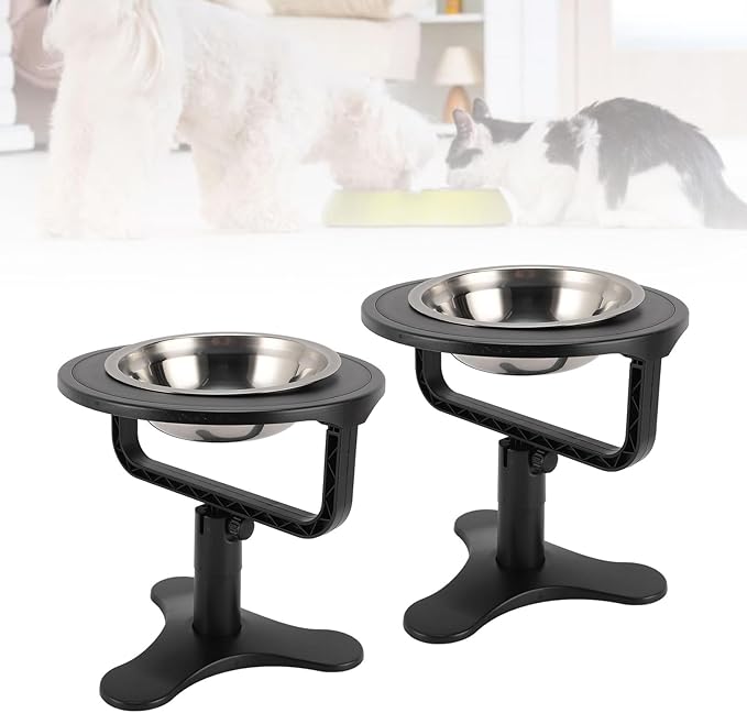 Raised Cat Food Bowl, Height Adjustable 0 to 20 Degree Tilted Food and Water Feeding Dishes for Cats Kitten Puppies