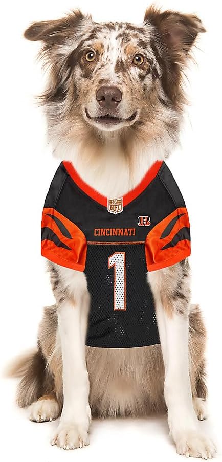 NFLPA JA'MARR Chase PET Jersey, NFL Dog Shirt, Size Large, Cincinnati Bengals Mesh Jersey for Dogs