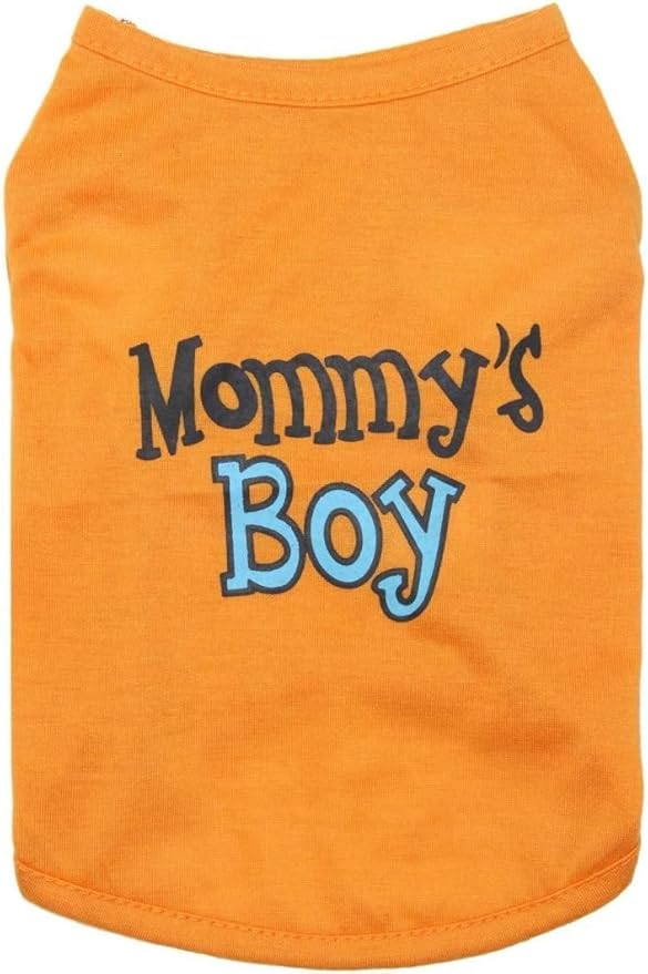 Oasis Plus Mommy's Boy Orange Pet T-Shirt Vest Outfits Clothes for X-Large Female Male Dog Cat Rabbit