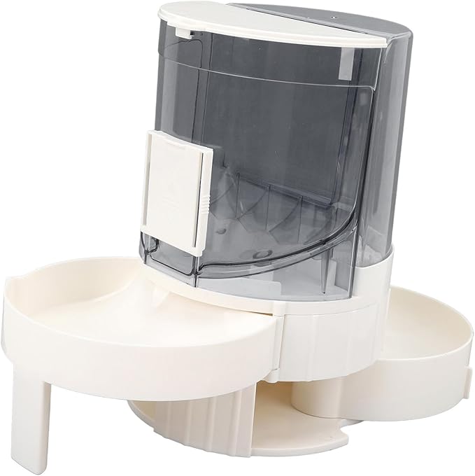 Asixxsix Automatic Pet Feeder, Rotating Retractable Design Blocks Dust Automatic Cat Feeder, 2 in 1 Pet with 1.3lbs Food .3L Water Capacity for Cats Small Dogs (Grey)