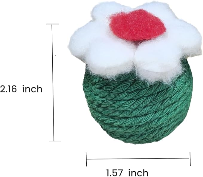 6Pcs Cactus Cat Toy Balls Cotton Rope Pet Scratching Assorted Colored Cat Rope Balls Chew Eco-Friendly Toy Pets Interactive Toy Cat Toys (Assorted Colored, 6pcs)