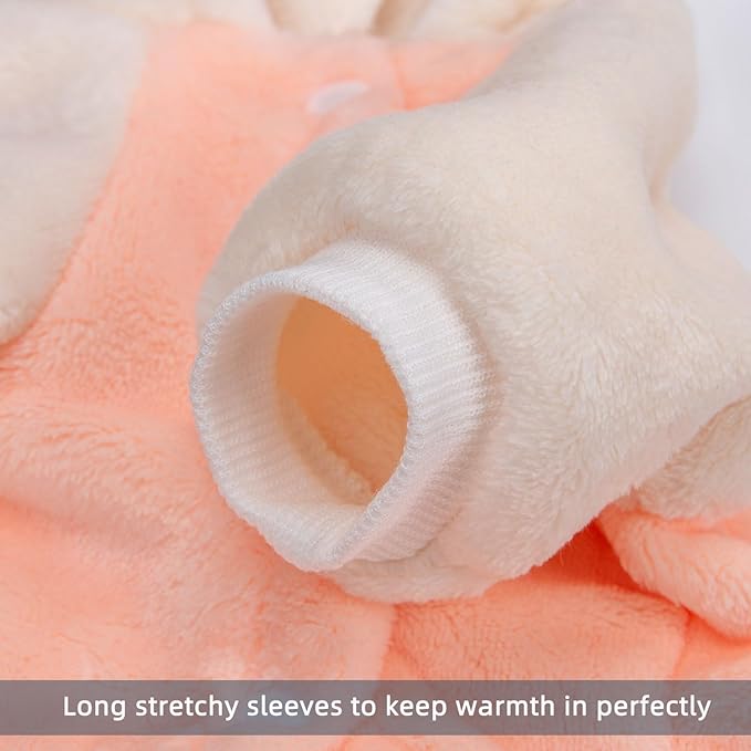 FabriCastle Dog Hoodie Sweater for Small Dogs Boy and Girl, Small Dog Clothes XS XXS Puppy Sweatshirt, Pet Outfit, Cat Clothing Super Soft Warm Snap On Closure (Peach-Cream, Medium)
