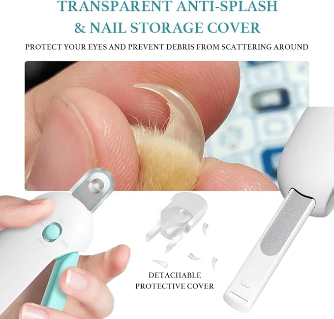Cat Nail Clipper, Cat Nail Trimmer with Adjustable 3-Size Trimming Hole & Hidden Nail File, Anti-Splash Claw Cutter with Debris Catcher for Kittens, Adjustable Aperture Pet Blue Nail Clippers