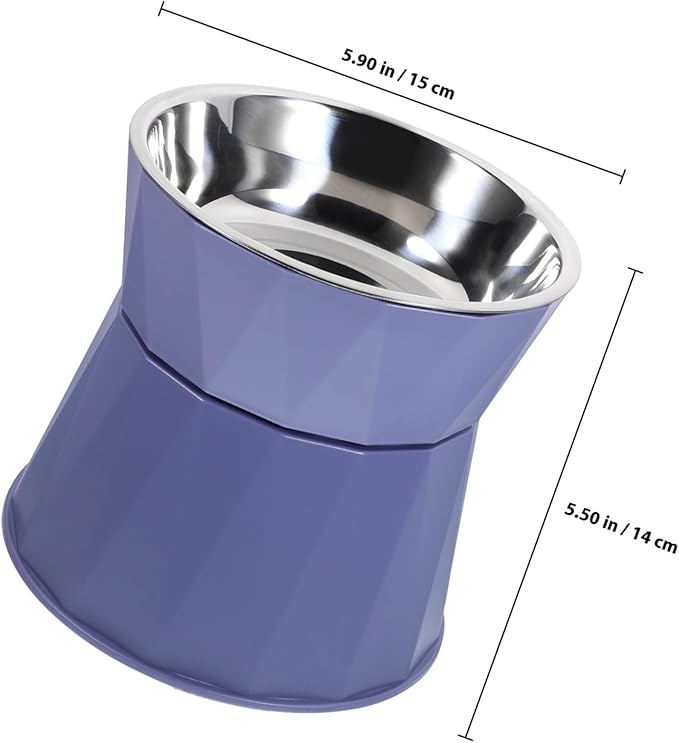 Kisangel Elevated Cat Bowl Adjustable Raised Pet Feeder with Non-Slip Support Stand in Blue for Indoor Cats Feeding and Watering