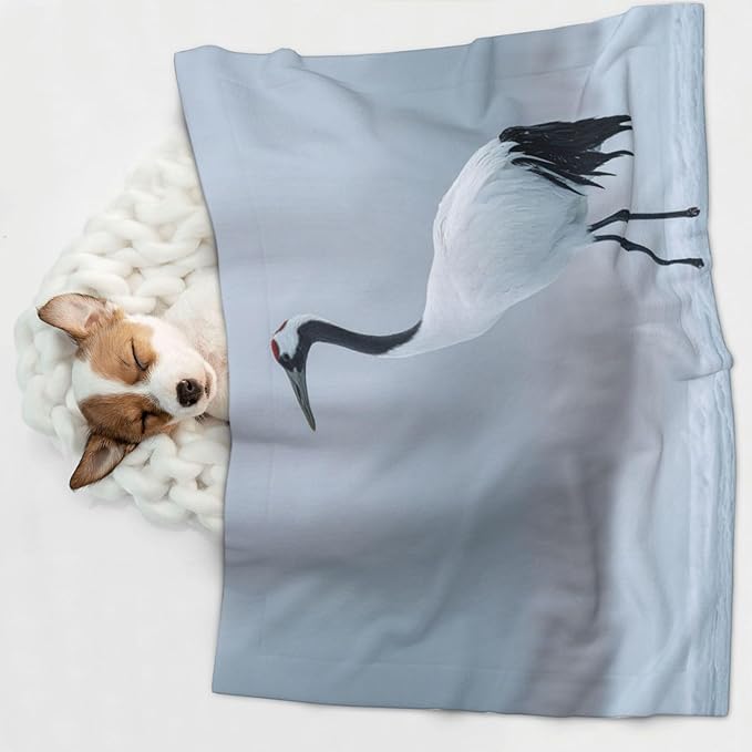 Cat Dog Blanket Japanese Crane Ultra Soft Warming Mat for Indoor Pet Beds Furniture 27.6 X 19.7inch