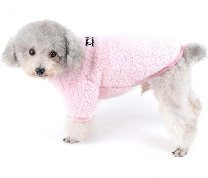 Zunea Small Dog Sweater Coat Winter Fleece Puppy Clothes Sherpa Warm Chihuahua Jacket Jumper Clothing Fall Pet Cat Doggy Boy Girl Shirt Apparel for Cold Weather Pink XXL