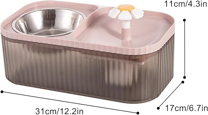 2 in 1 Cat Water Fountain Pet Water Dispenser Double Cat Bowl with Water Fountain Automatic Pet Water Dispenser Cat Food and Water Bowl Set for Cats, Dogs, Pets(#4)