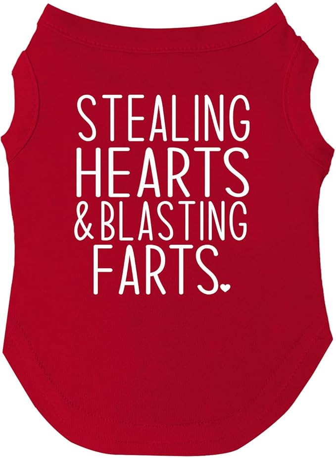 Stealing Hearts Blasting Farts Dog Tee Shirt | Sleeveless Breeds | Valentine's Day | Cute & Funny |Red, 4X-Large 983