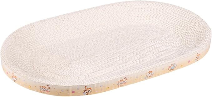 Cardboard Cat Scratcher - Protects Furniture & Soothes Your Cat | Oval/Round Scratching Pad with Non-Slip Bottom | for Indoor, Apartments, Living Rooms, Durable Cardboard, Cats Bed & Toy