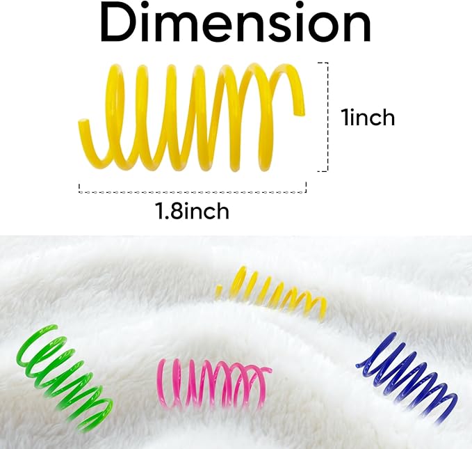 Cat Spring Toys, 12 Pack Cat Spiral Springs for Indoor Cats, Colorful & Durable Plastic Spring Coils Attract to Swat, Bite, Hunt, Interactive Toys for Kittens