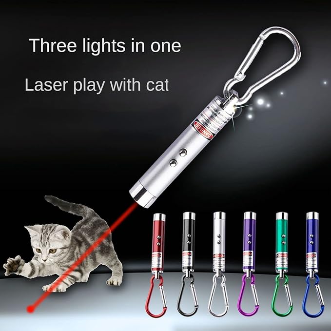 6 PCS Cat Toys Laser Pointer Mini Keychain Laser Pointer LED Flashlight Dog Cat Laser Toy Pet Remote Control Laser (6 Pcs Pack B)