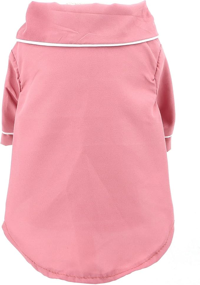 SMALLLEE_LUCKY_STORE Dog Pajamas for Small Medium Dogs Cats Soft Pet Sleepwear Shirts Comfortable Lapel Pjs Loungewear Clothes Bulldog Chihuahua Yorkie Two-Legged Outfit, Violetred, XL