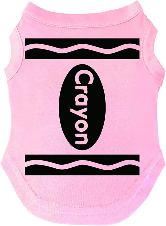 Crayon Dog Tee Shirt | Sleeveless Breeds | Halloween | Trick or Treat | Group Costume | School Parade | Family Outfits |Baby Pink, X-Small 410