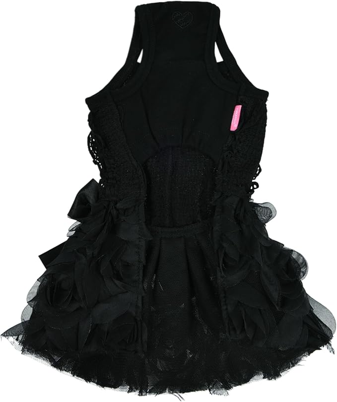 Pinkaholic New York Otelia Dog One-Piece Dress Trendy Fashionable Cute Elegant Dog Apparel for Small Dogs, Black, Small