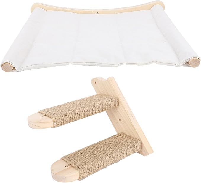 Zerodis Cat Wall Shelves Hammocks Beds and Perches Cats Climbing Shelves with 2 Steps Wooden Kitten Wall Furniture for Indoor Sleeping Playing Climbing and Lounging Cat