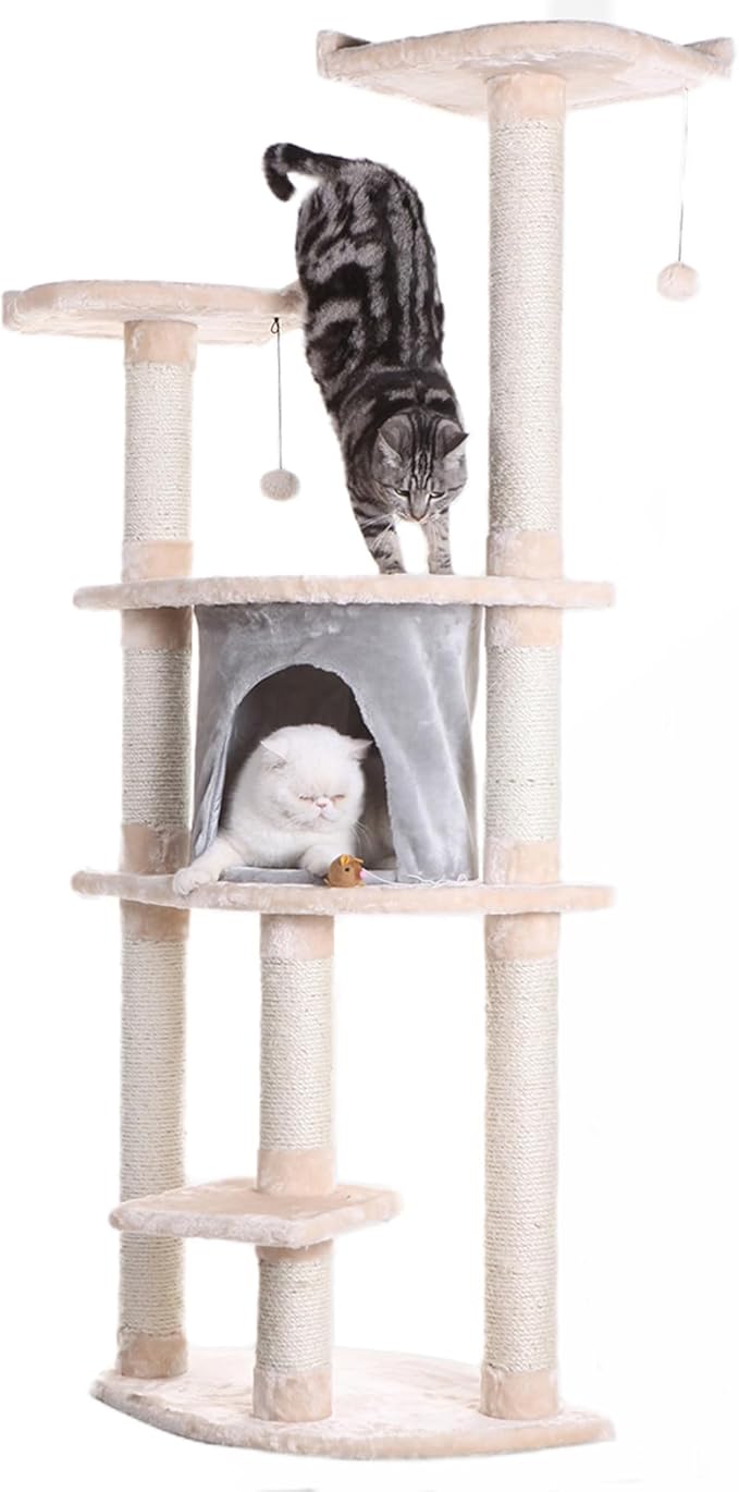Armarkat Real Wood Cat Tree Model A6401, Blanched Almond,34"(L)X24"(W)X64"(H)