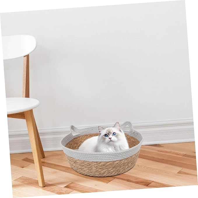 BESTonZON Cat Bed Woven Nest for Indoor and Outdoor Use Breathable Cat Scratcher Bed Cute Design Year Comfort and Decorative Appeal Pet Supplies
