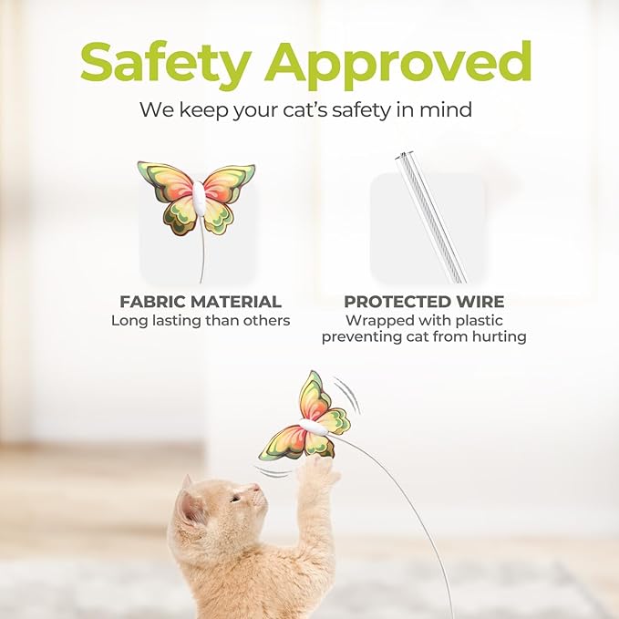 ALL FOR PAWS 3 in 1 Interactive Butterfly Flutter Cat Toy with Rolling Balls, Automatic Kitten Spinner Toys, Popping Feather Toy, Mental Stimulation for Indoor Cats, USB Rechargeable