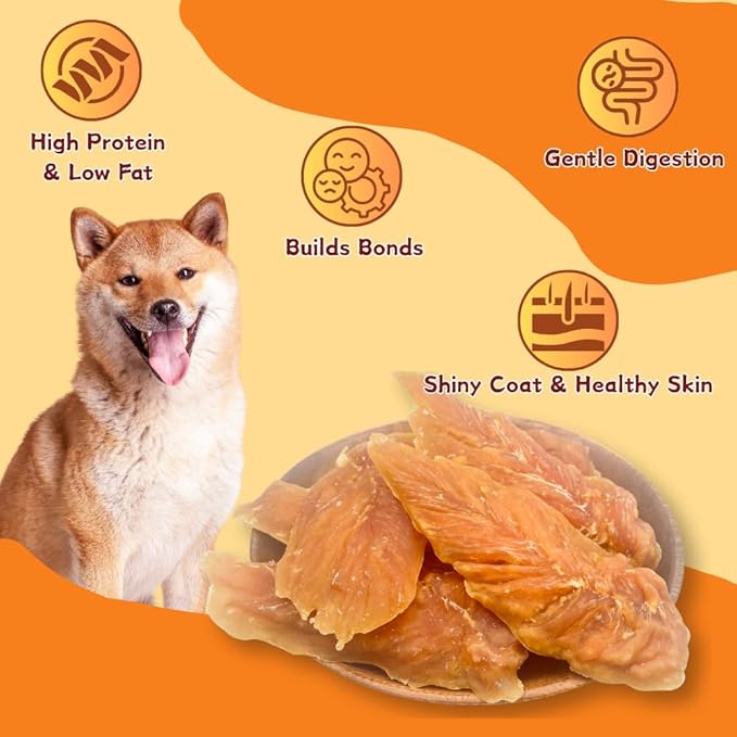 Chicken Jerky Dog Treats, Slow-Roasted Chewy Snacks for Training, for Medium & Large Dogs,Grain-Free, High-Protein Chewy Dog Training Treats, 1.1 Pound