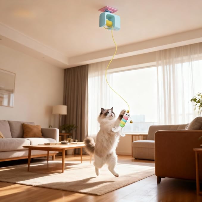 Door Frame Cat Toy, Interactive Cat Toys Motion Activated, Cat Toys for Indoor Cats, Caterpillar and Flying Bird Toy for Door Frame, Self-Play Pet Chase Toy