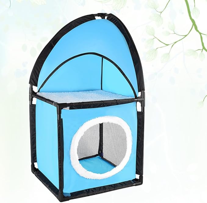 Double Cat Tree Furniture with Tunnel Design Enclosed Playpen for Cats Cat Bed for Multiple Cats Scratch Pad for Furniture Protection