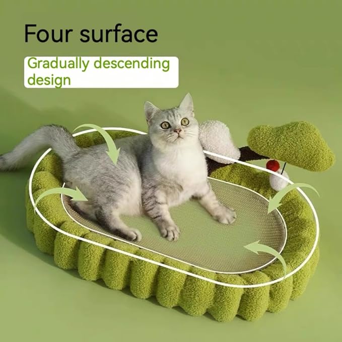 Cat Scratcher - Durable Non-Shedding Sisal Cat Bed with Climbing Frame and Toy, All-in-One Cat Furniture for Scratching and Sleeping (Money Tree)