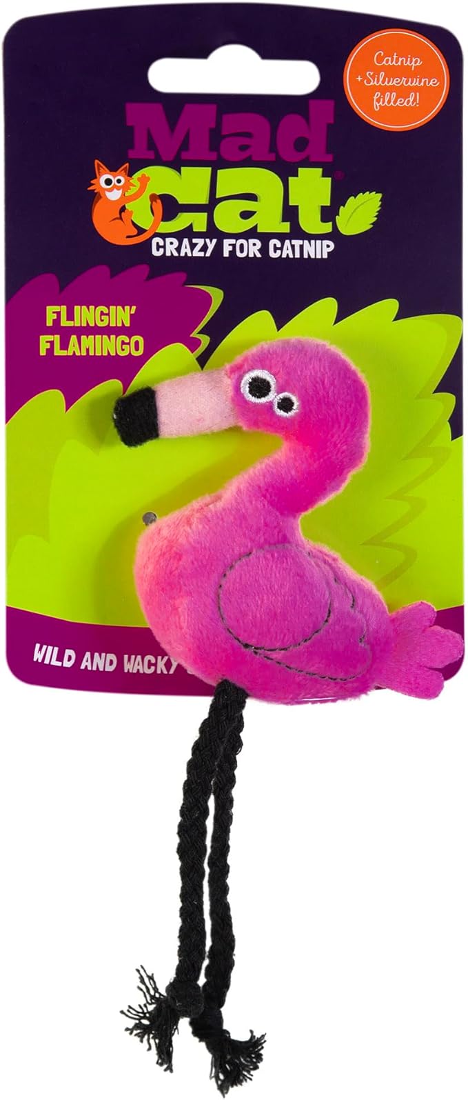 Mad Cat Flingin' Flamingo Catnip & Silvervine Cat Toy, Pack of 2