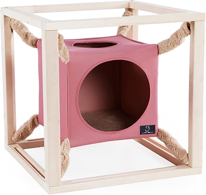 A 4 Pet Stackable Cat Cave, Modern Cat Tree for Large Cats, Wood Cat Tower Cat Condo Cat House Cat Hammock for Indoor Cats