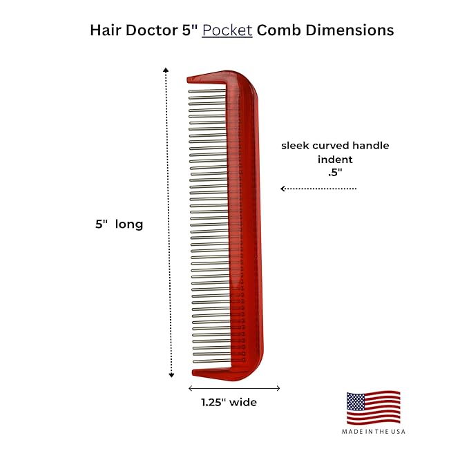 Cat Comb - Ferrari Red, 5" - Silky Smooth Rotating Teeth for Gently Detangling Matted Cat Hair, Stimulates Natural Oil Production, Stainless Steel, Made in USA, Vet Recommended