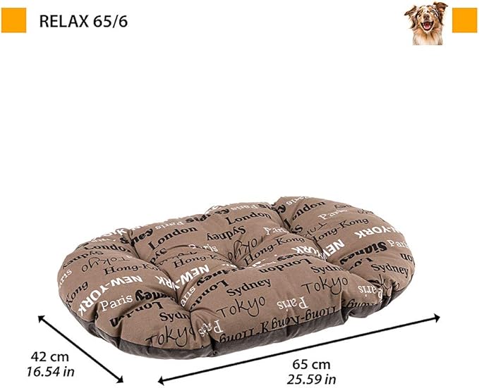 Ferplast Cat Bed, Dog Bed Medium Washable Pet Mat Cushion in Cotton with Soft Padding, 65 x 42 cm. Brown