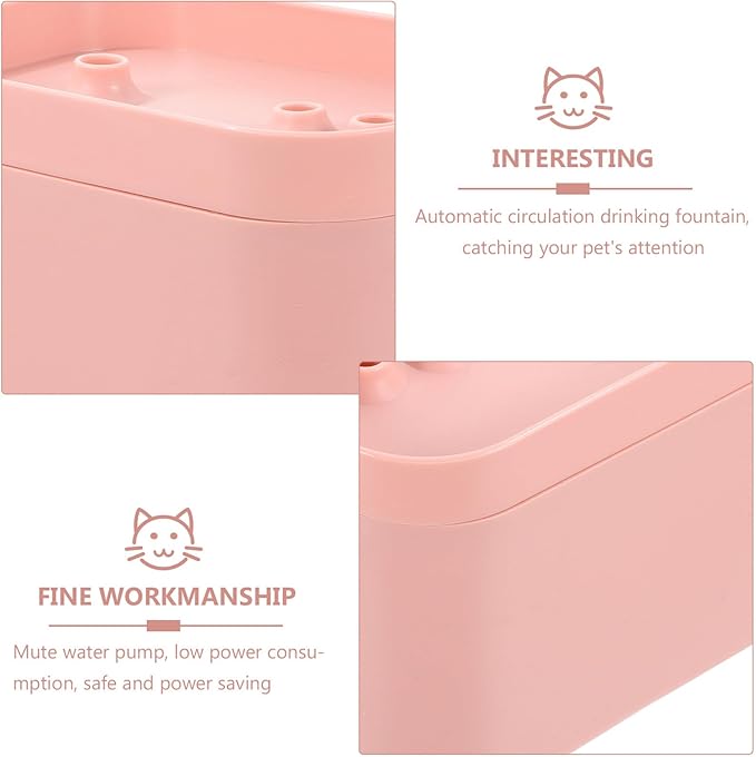 Abaodam Automatic Circulation Cat Water Fountain Pink with Silent Pump Portable Pet Water Dispenser for Cats and Dogs Lightweight USB-Powered Drinking Fountain with Elegant Flower-Shaped