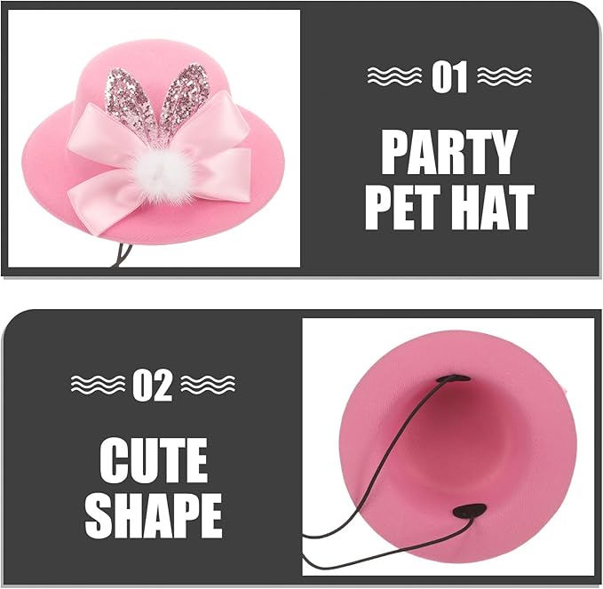 CLISPEED Easter Pet Hat, Adjustable Pink Bunny Ears Cat Dog Costume Cap, Puppy Top Hat for Easter Spring Festival Party, Pet Photography