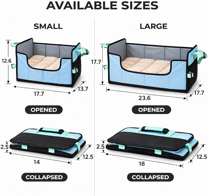Pet Life ® 'Travel-Nest' Innovative Portable Travel Folding or Collapsible Cat and Dog Bed with Carrying Handle