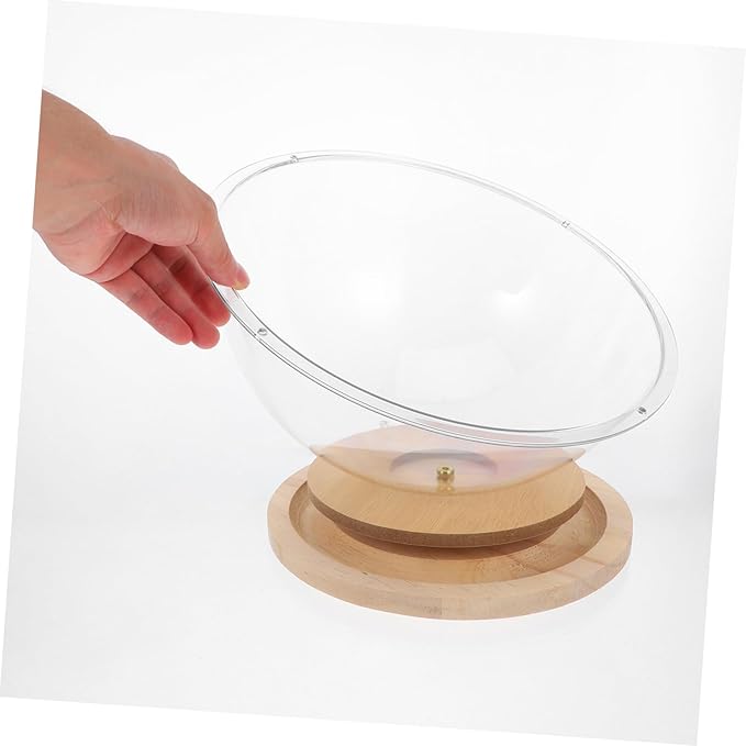 POPETPOP Cat Bed Spaceship Modern Transparent Indoor Cat House with Wooden Stand Multifunctional Toy Sturdy Design for Year Comfort