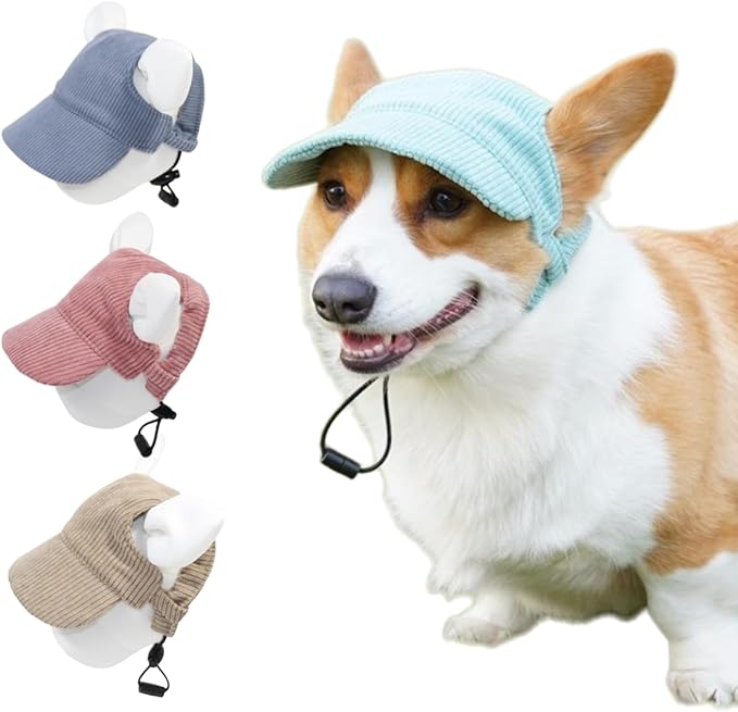 Selena Baseball Cap for Dog Cat with Ear Holes Adjustable Hat Cute Puppy Kitten Pet Outdoor Sun Protection Sport Costume Apparel (Small,Green)