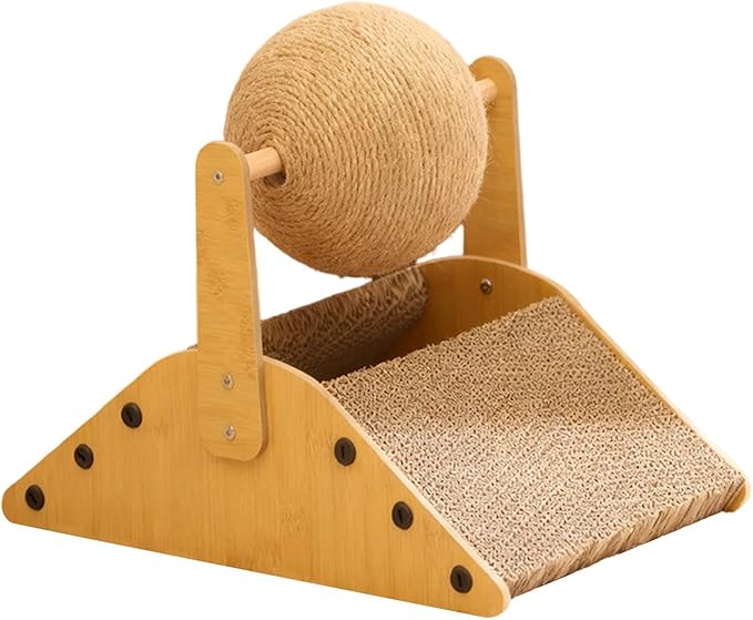 Cat Scratcher Bed Kitten Scratch Pad Furniture Protector Sisal Scratcher Board with Ball for Sleeping Lying Playing Curled up, L