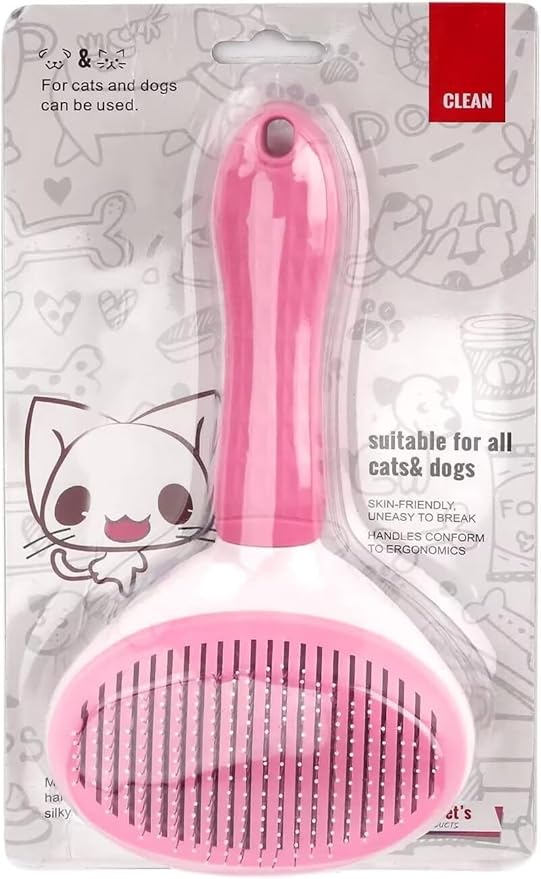 Pet Comb Dogs Cats Hair Removal Brush,One-click Auto Grooming Tools Puppy Kitten Slicker Brushes for Shedding,Pet Long or Short Hair Self Cleaning Massage Tool Removes Tangles & Loose Fur(Pink)